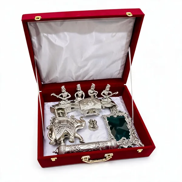 Brown_Wedding_Invites_Premium_Combo_5_Royal_Silver_Collection_With_Velvet_Box_Packing
