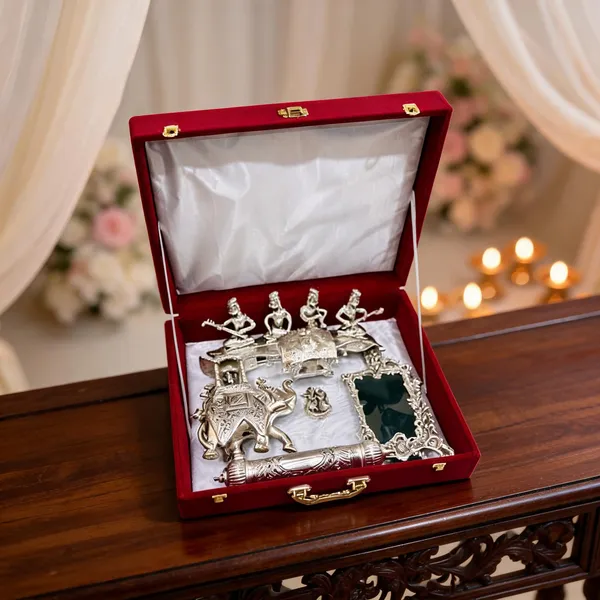 Brown_Wedding_Invites_Premium_Combo_5_Royal_Silver_Collection_With_Velvet_Box_Packing