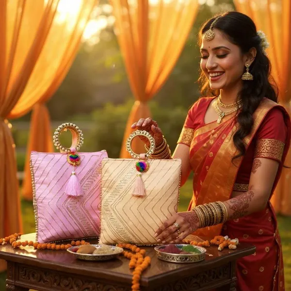 Pink_And_Yellow_Lehriya_Gotapati_Gift_Bag_With_Chudi_Handle_(10X12_Inch)_Set_Of_3