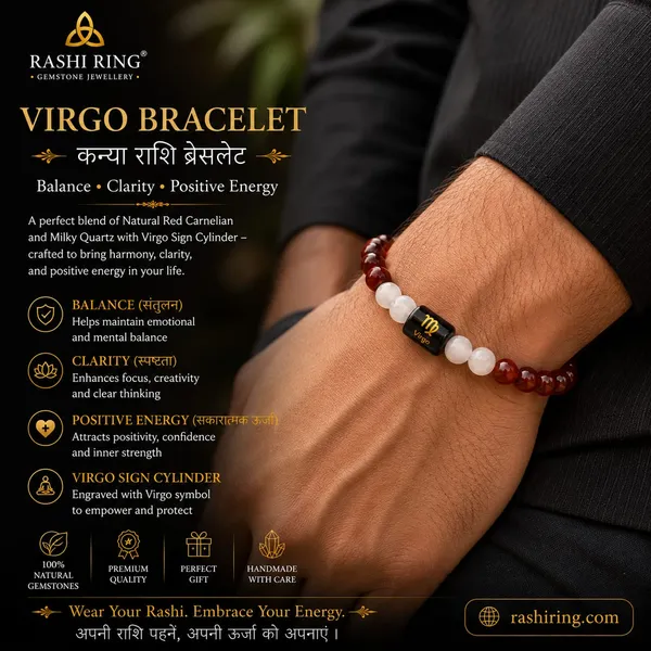 Best_Quality_Original_Carnelian_&_Milky_Quartz_Zodiac_Band_for_Virgo_(कन्या_राशि)