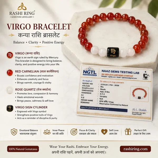 Best_Quality_Original_Carnelian_&_Milky_Quartz_Zodiac_Band_for_Virgo_(कन्या_राशि)