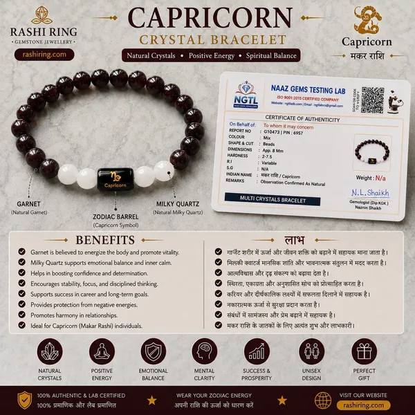 Best_Quality_Original_Garnet_&_Milky_Quartz_Zodiac_Band_for_Capricorn_(मकर_राशि)
