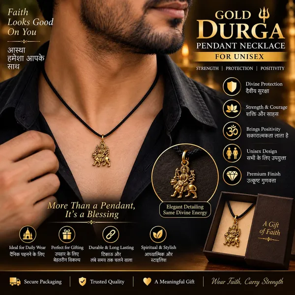 Gold_Plated_Alloy_Maa_Durga_Pendant_for_Men_&_Women_Temple_Jewelry