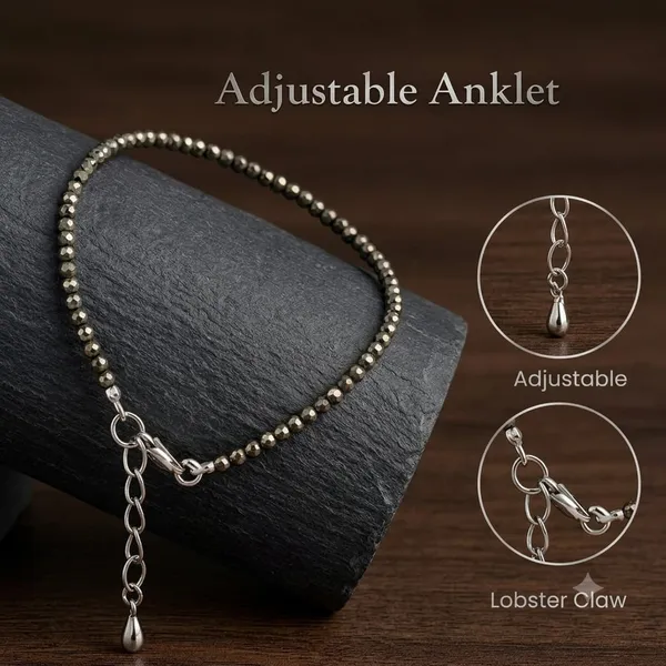Gold_Pyrite_Beaded_Adjustable_Anklet_For_Unisex