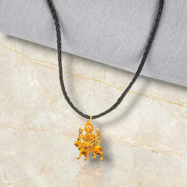 Gold_Black_Alloy_Goddess_Durga_Pendant_Necklace_For_Unisex