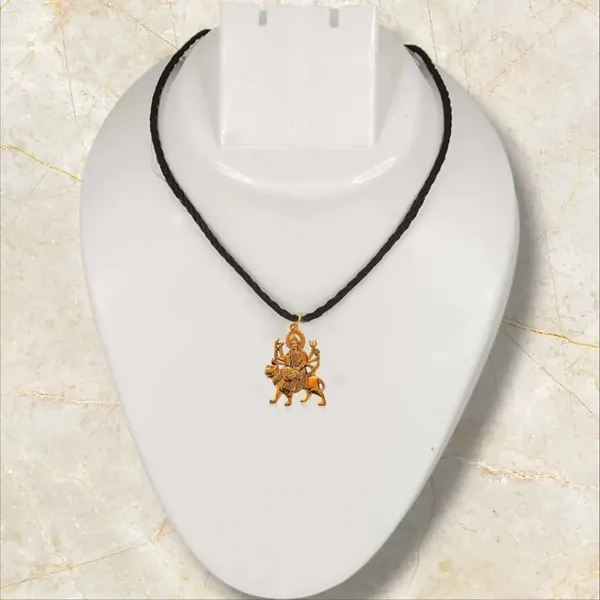 Gold_Black_Alloy_Goddess_Durga_Pendant_Necklace_For_Unisex