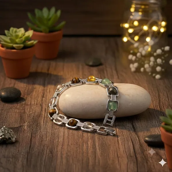 Top_Quality_Crystal_Silver-Coated_Steel_Beaded__Dhanyog_Bracelet_For_Unisex