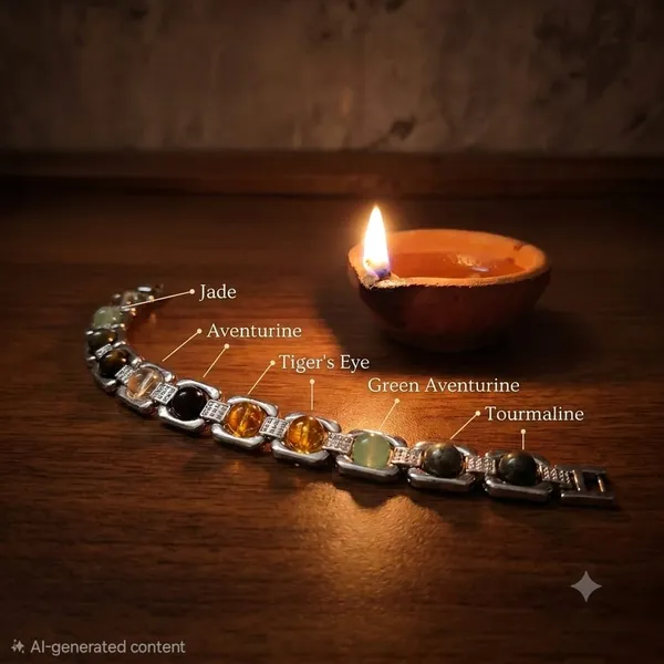 Top_Quality_Crystal_Silver-Coated_Steel_Beaded__Dhanyog_Bracelet_For_Unisex