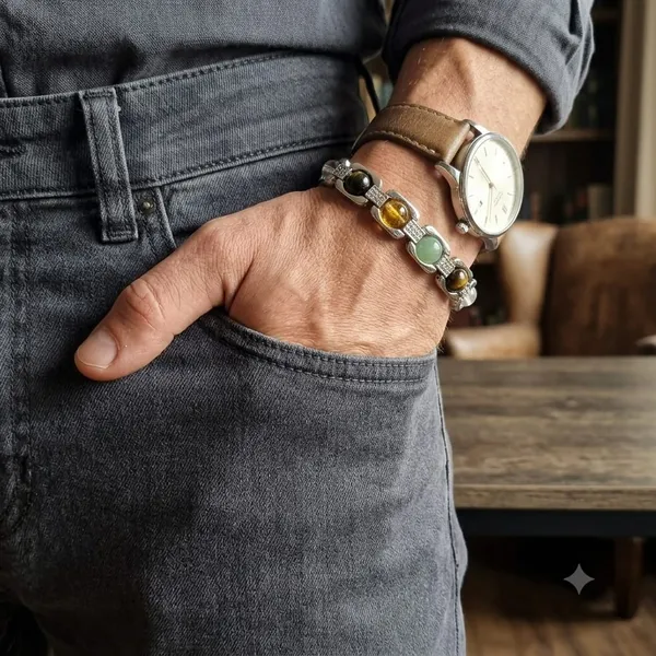 Top_Quality_Crystal_Silver-Coated_Steel_Beaded__Dhanyog_Bracelet_For_Unisex