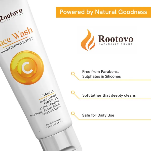 Rootovo_Vitamin_C_Face_Wash_And_Face_Serum_Combo_With_Niacinamide,_Hyaluronic_Acid_And_Pro-Vitamin_B5_Deep_Cleansing,_Brightening_And_Hydrating_Skincare_Duo_for_Glowing_Skin_Men_And_Women_100_ml_+_30_ml