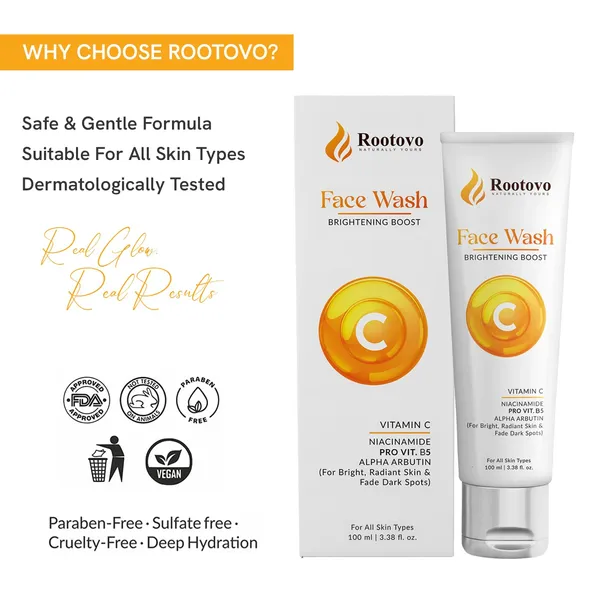 Rootovo_Vitamin_C_Face_Wash_And_Face_Serum_Combo_With_Niacinamide,_Hyaluronic_Acid_And_Pro-Vitamin_B5_Deep_Cleansing,_Brightening_And_Hydrating_Skincare_Duo_for_Glowing_Skin_Men_And_Women_100_ml_+_30_ml