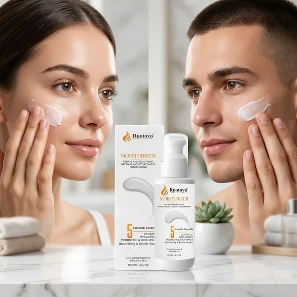 Rootovo_Ceramide_Moisturizer_Cream_100_g_With_5_Essential_Ceramides,_Hyaluronic_Acid,_Probiotic_And_Rice_Water_Intense_Hydration_And_Skin_Barrier_Repair_Face_Moisturizer_for_Dry,_Sensitive