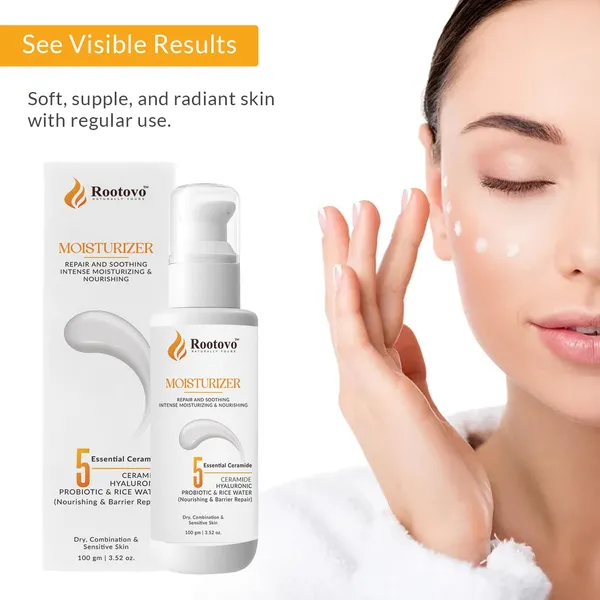 Rootovo_Ceramide_Moisturizer_Cream_100_g_With_5_Essential_Ceramides,_Hyaluronic_Acid,_Probiotic_And_Rice_Water_Intense_Hydration_And_Skin_Barrier_Repair_Face_Moisturizer_for_Dry,_Sensitive