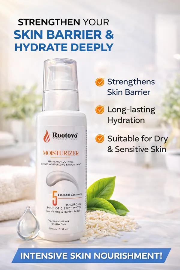 Rootovo_Ceramide_Moisturizer_Cream_100_g_With_5_Essential_Ceramides,_Hyaluronic_Acid,_Probiotic_And_Rice_Water_Intense_Hydration_And_Skin_Barrier_Repair_Face_Moisturizer_for_Dry,_Sensitive