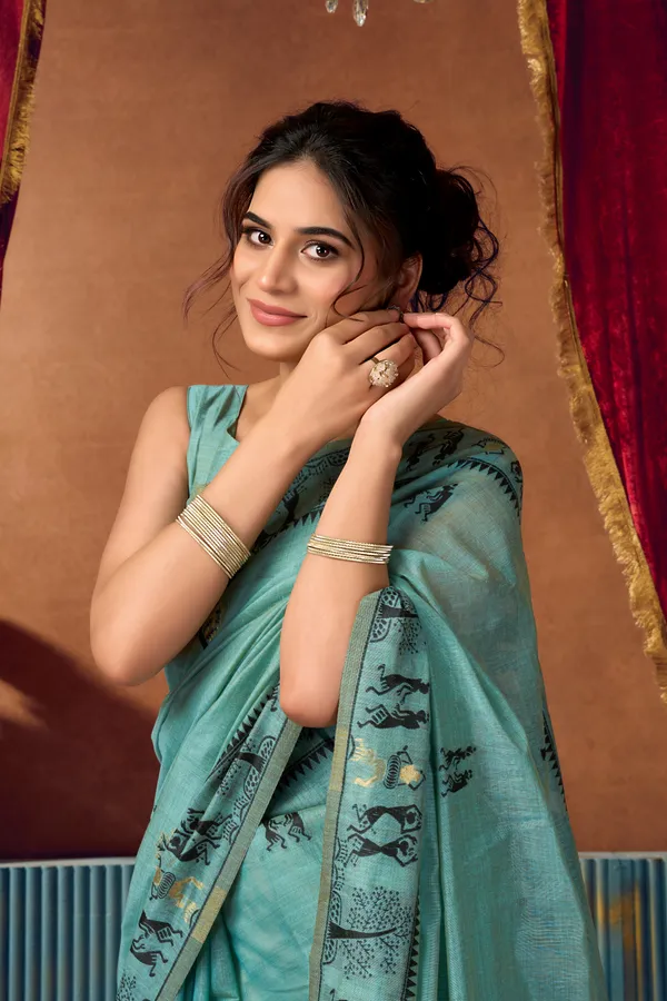 Purple_Modal_Worli_Work_Saree_With_Pumpum_For_Women