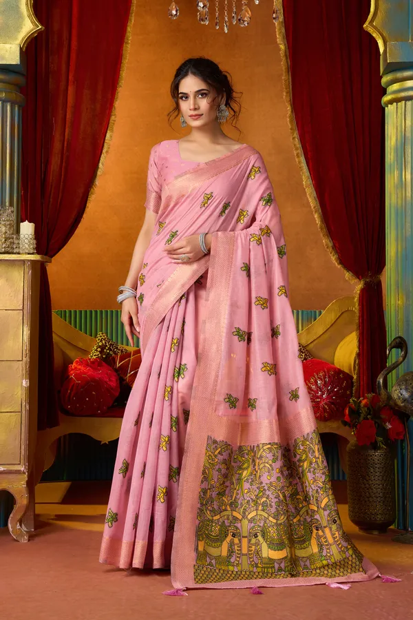 Pink_Modal_Katha_Mina_Work_Zhallar_Saree_For_Women