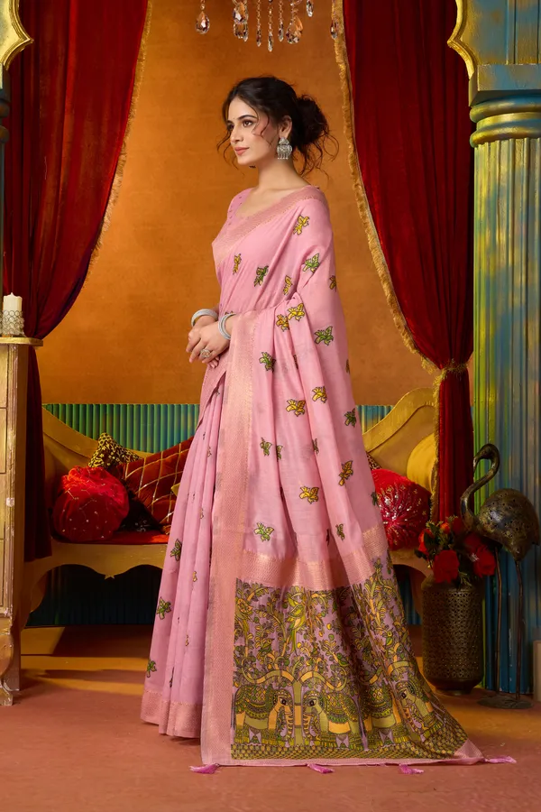 Pink_Modal_Katha_Mina_Work_Zhallar_Saree_For_Women