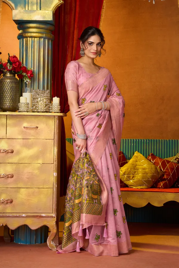 Pink_Modal_Katha_Mina_Work_Zhallar_Saree_For_Women