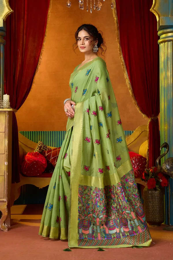Green_Modal_Katha_Mina_Zhallar_Saree_For_Women