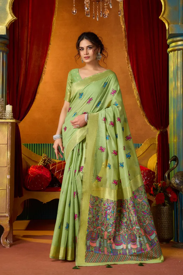 Green_Modal_Katha_Mina_Zhallar_Saree_For_Women