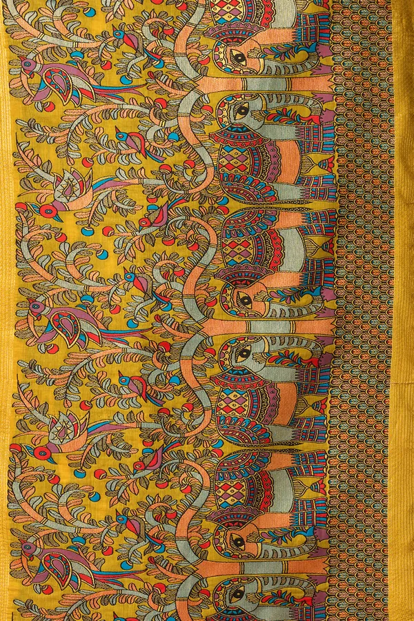 Yellow_Modal_Katha_Work_Meena_Zhallar_Saree_For_Women
