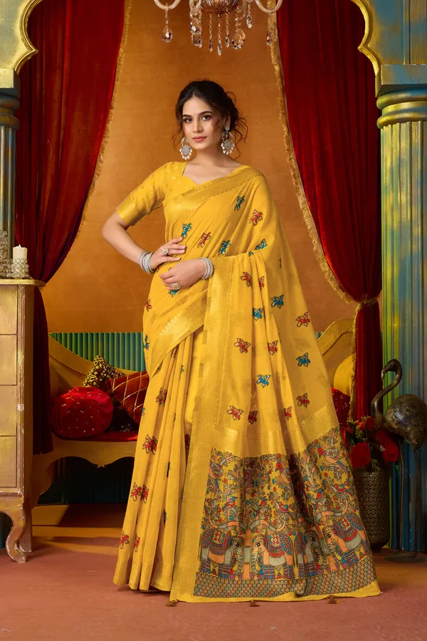 Yellow_Modal_Katha_Work_Meena_Zhallar_Saree_For_Women