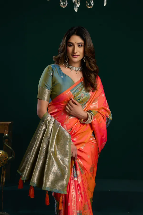 Multicolor_Soft_Silk_Pompom_Saree_For_Women