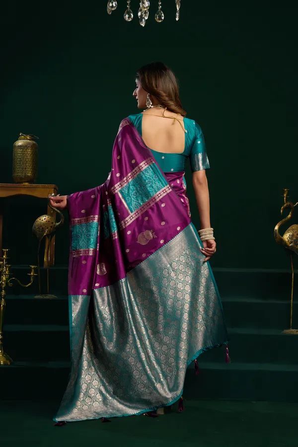 Multi_Soft_Silk_Pom_Pom_Saree_For_Women