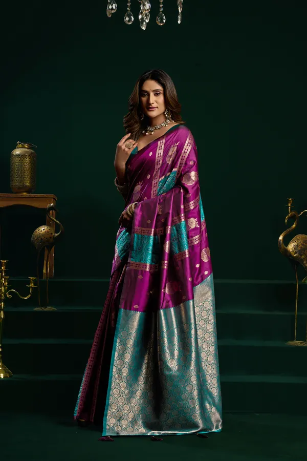 Multi_Soft_Silk_Pom_Pom_Saree_For_Women