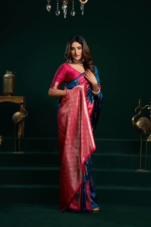 Multi_Soft_Silk_Pom_Pom_Saree_For_Women