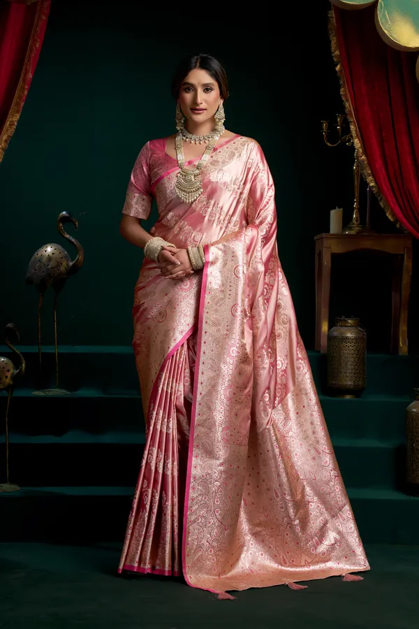 Pink_Satin_Silk_Pom_Pom_Saree_For_Women