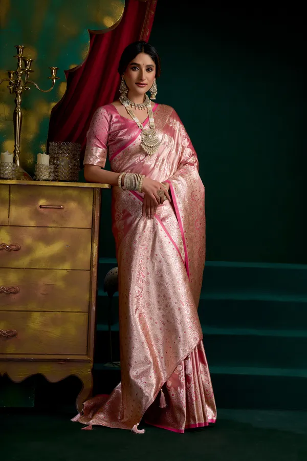 Pink_Satin_Silk_Pom_Pom_Saree_For_Women