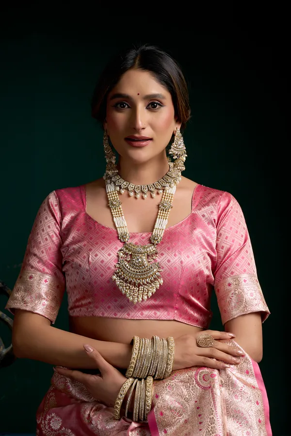 Pink_Satin_Silk_Pom_Pom_Saree_For_Women