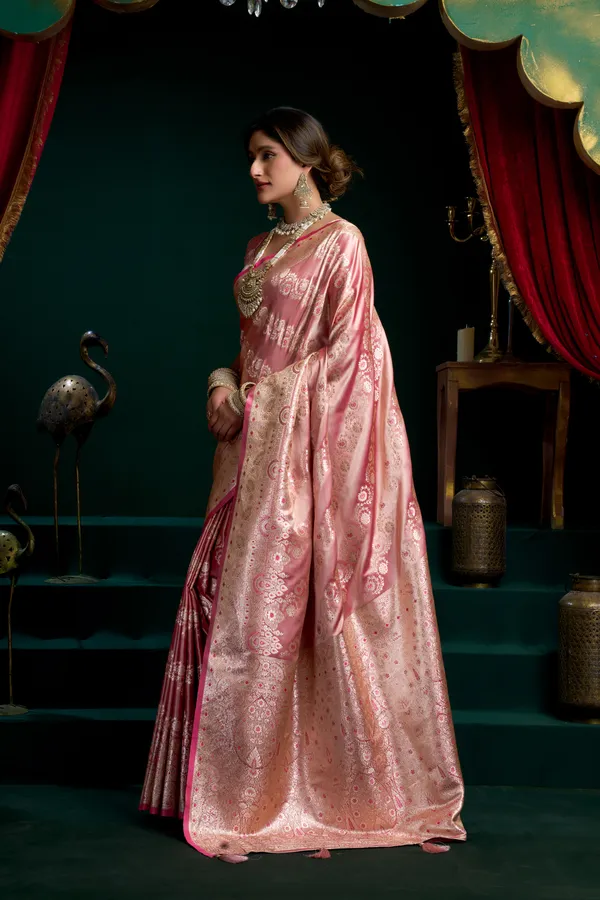 Pink_Satin_Silk_Pom_Pom_Saree_For_Women