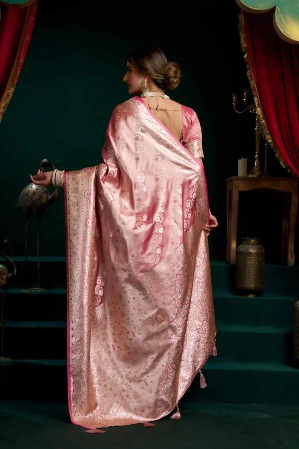 Pink_Satin_Silk_Pom_Pom_Saree_For_Women
