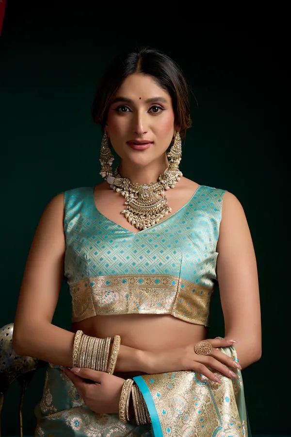 Green_Satin_Silk_Pompom_Saree_For_Women