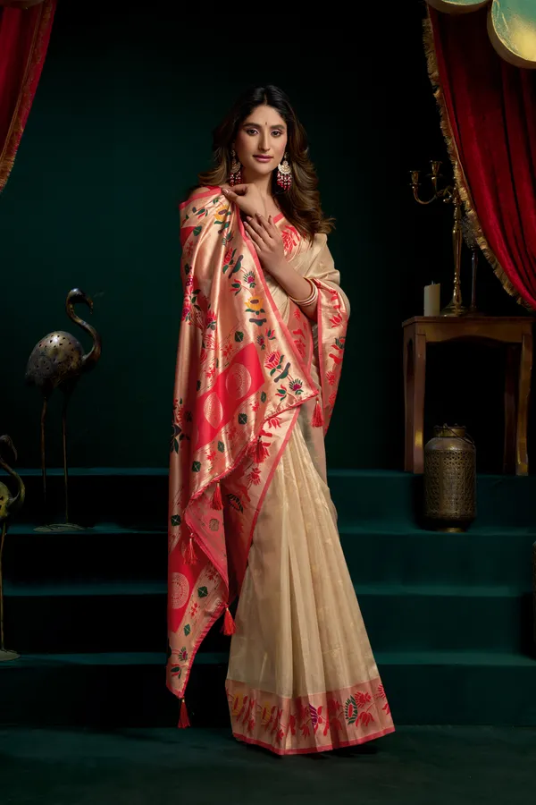 Multi_Tissue_Paithani_Mina_Lotus_Zari_Saree_For_Women