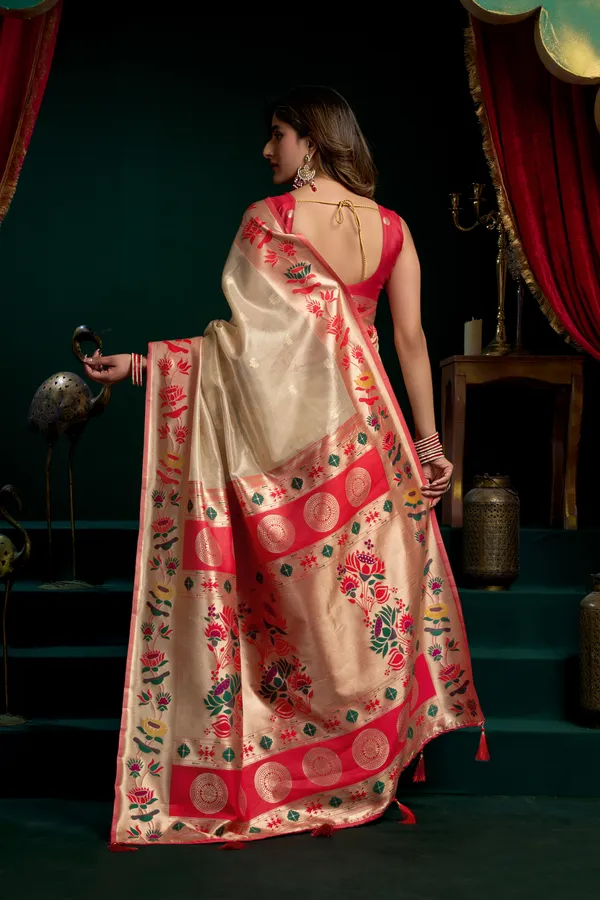 Multi_Tissue_Paithani_Mina_Lotus_Zari_Saree_For_Women