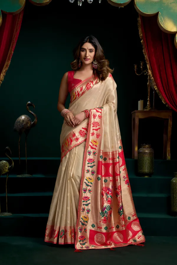 Multi_Tissue_Paithani_Mina_Lotus_Zari_Saree_For_Women