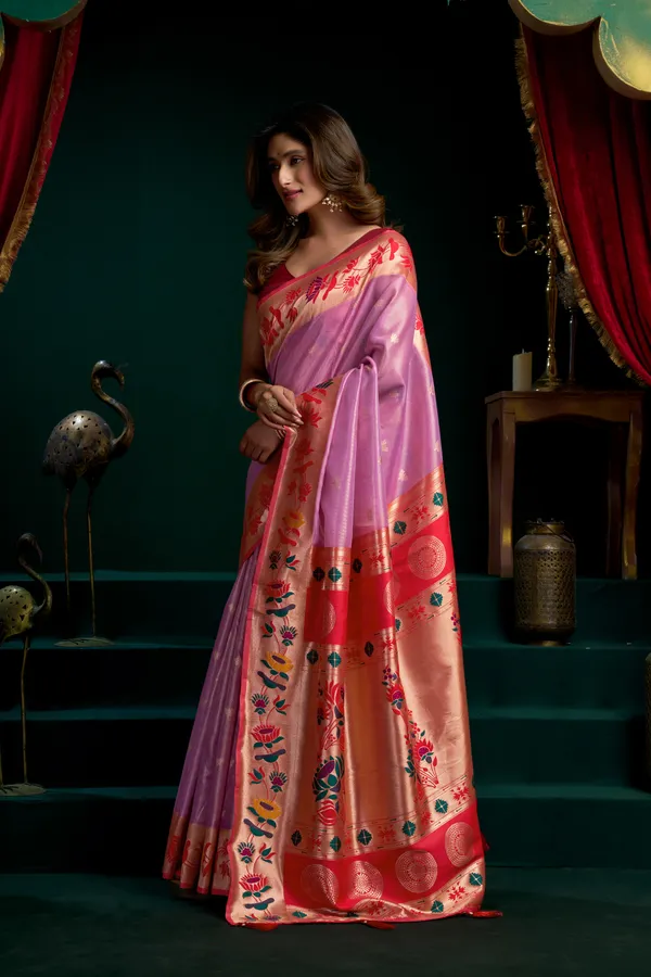 Multicolor_Tissue_Paithani_Meena_Lotus_Zari_Saree_For_Women
