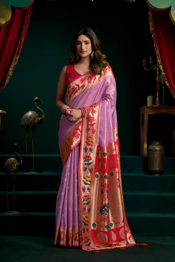 Multicolor_Tissue_Paithani_Meena_Lotus_Zari_Saree_For_Women