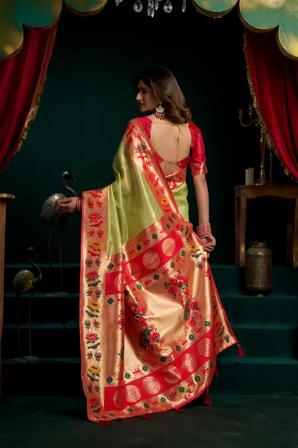 Multi_Tissue_Paithani_Mina_Lotus_Zari_Saree_For_Women