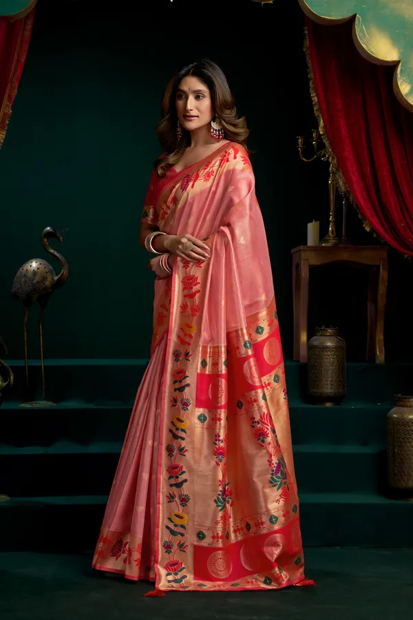 Multicolor_Tissue_Paithani_Saree_With_Mina_And_Lotus_Zari_For_Women