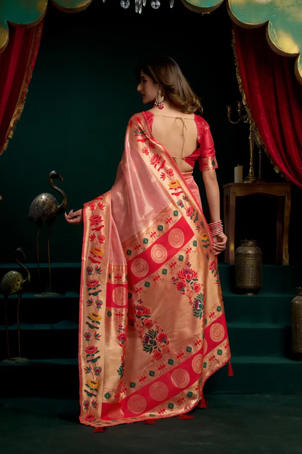 Multicolor_Tissue_Paithani_Saree_With_Mina_And_Lotus_Zari_For_Women