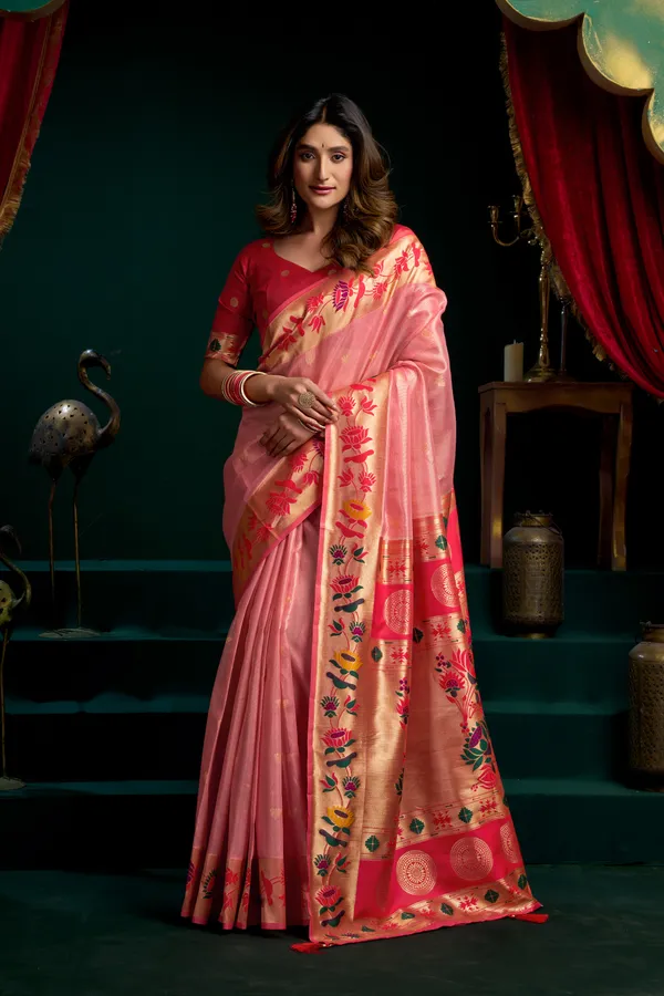 Multicolor_Tissue_Paithani_Saree_With_Mina_And_Lotus_Zari_For_Women