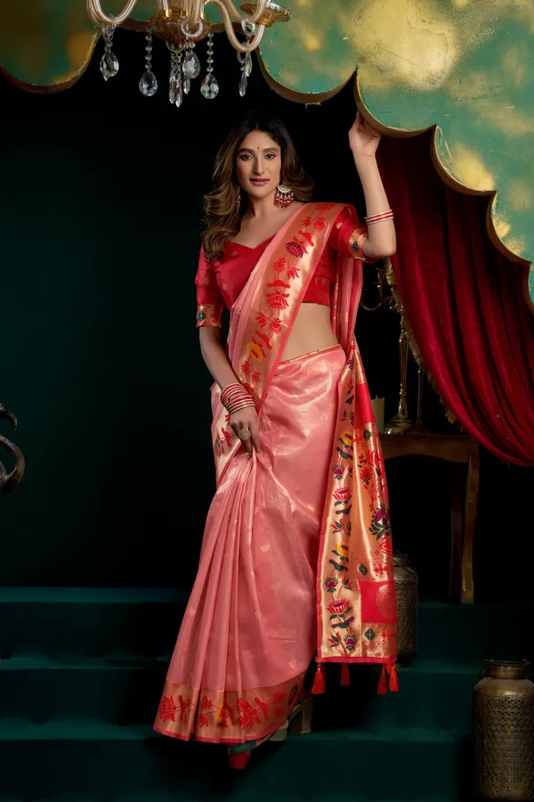 Multicolor_Tissue_Paithani_Saree_With_Mina_And_Lotus_Zari_For_Women