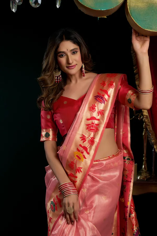 Multicolor_Tissue_Paithani_Saree_With_Mina_And_Lotus_Zari_For_Women