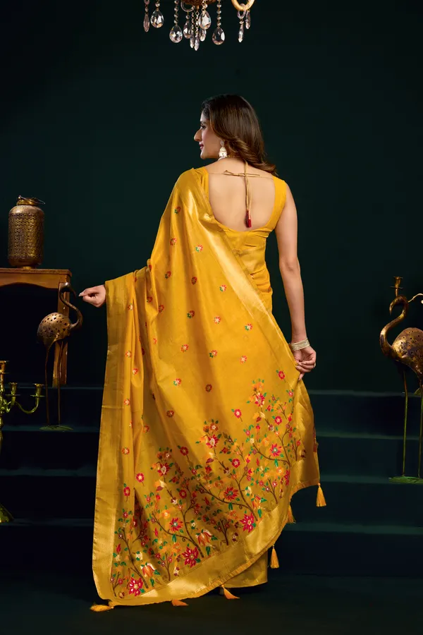 Yellow_Munga_Cotton_Mina_Work_Zari_Border_Saree_For_Women