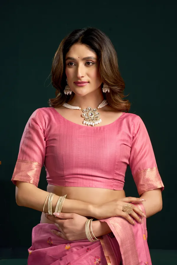 Pink_Munga_Cotton_Mina_Work_Zari_Border_Saree_For_Women
