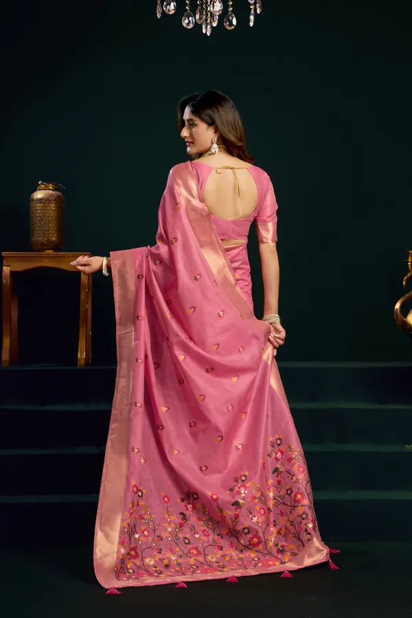 Pink_Munga_Cotton_Mina_Work_Zari_Border_Saree_For_Women